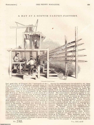 A Glasgow Carpet Factory in 1843. The Penny Magazine : An Original Charles Knight Publication for. SCOTTISH CARPET PRODUCTION 1843.