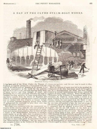 The Clyde Steam-Boat Works, Scotland, in 1843. The Penny Magazine : An Original Charles Knight. CLYDE STEAM BOAT WORKS 1843.