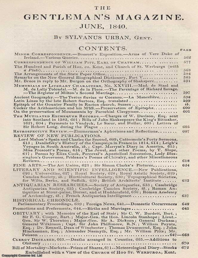 Item #287187 Correspondence of William Pitt, Lord Chatham, regarded in The Gentleman's Magazine...
