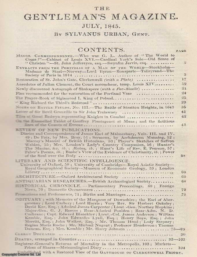 Item #287194 Extracts from the Portfolio of a Man of the World, in The Gentleman's Magazine for...