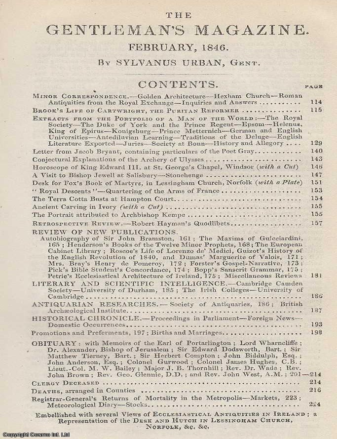 Item #287201 Fox's Book of Martyrs, in Lessingham Church, Norfolk, in The Gentleman's Magazine...