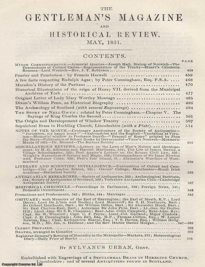 Item #287234 Fourier and Fourierism, regarded in The Gentleman's Magazine for May 1851. FEATURING...