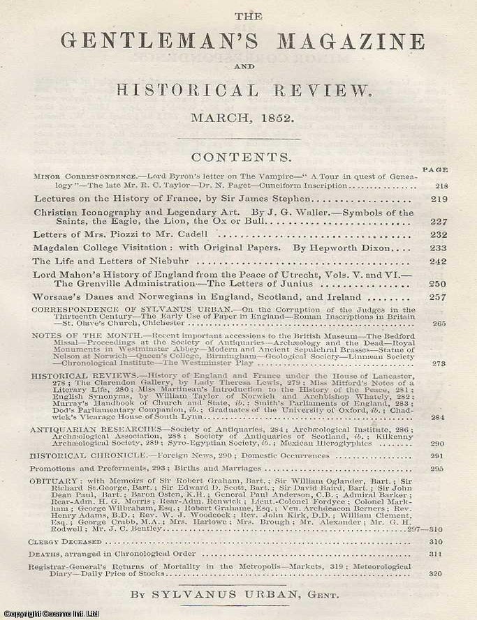 Item #287238 Christian Iconography and Legendary Art by J.G. Waller, regarded in The Gentleman's...