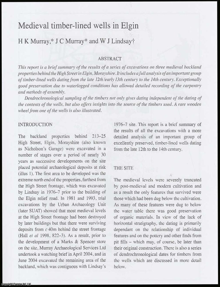 Item #289803 Medieval Timber-lined Wells in Elgin. An original article from the Society of...