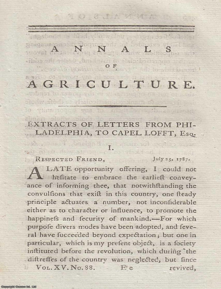 Item #304025 Extracts of Letters from Philadelphia, to Capel Lofft, Esq. An original article from...