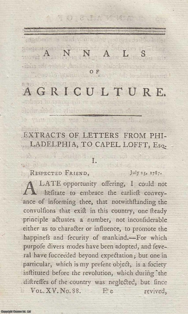 Item #304025 Extracts of Letters from Philadelphia, to Capel Lofft, Esq. An original article from...