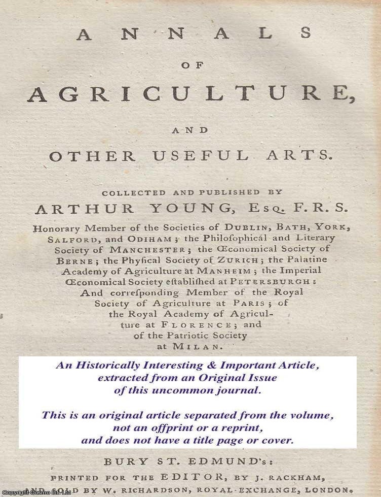 Item #304061 On Canals. An original article from the Annals of Agriculture 1792. ANNALS OF...