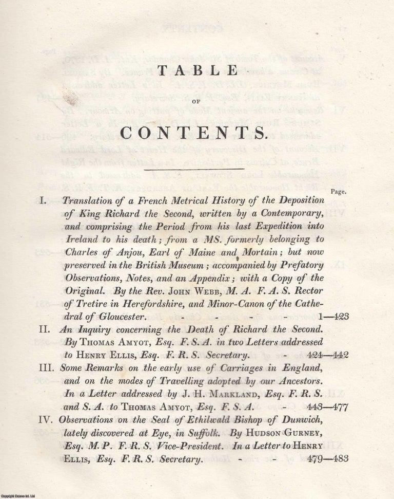 Item #304678 A French Metrical History of the Deposition of King Richard II., and comprising the...