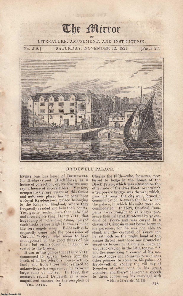 Item #305413 Bridewell Palace, Blackfriars, London. FEATURED in The Mirror of Literature,...