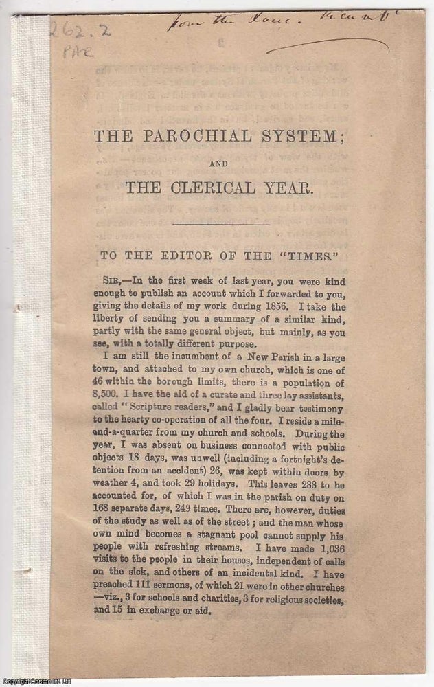 Item #306103 1858 : The Parochial System; and The Clerical Year. A Lancashire Inumbent