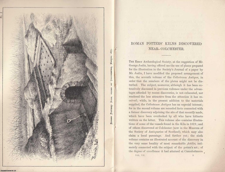 Item #306275 1878 : Roman Potters' Kilns Discovered near Colchester. A rare article from the...