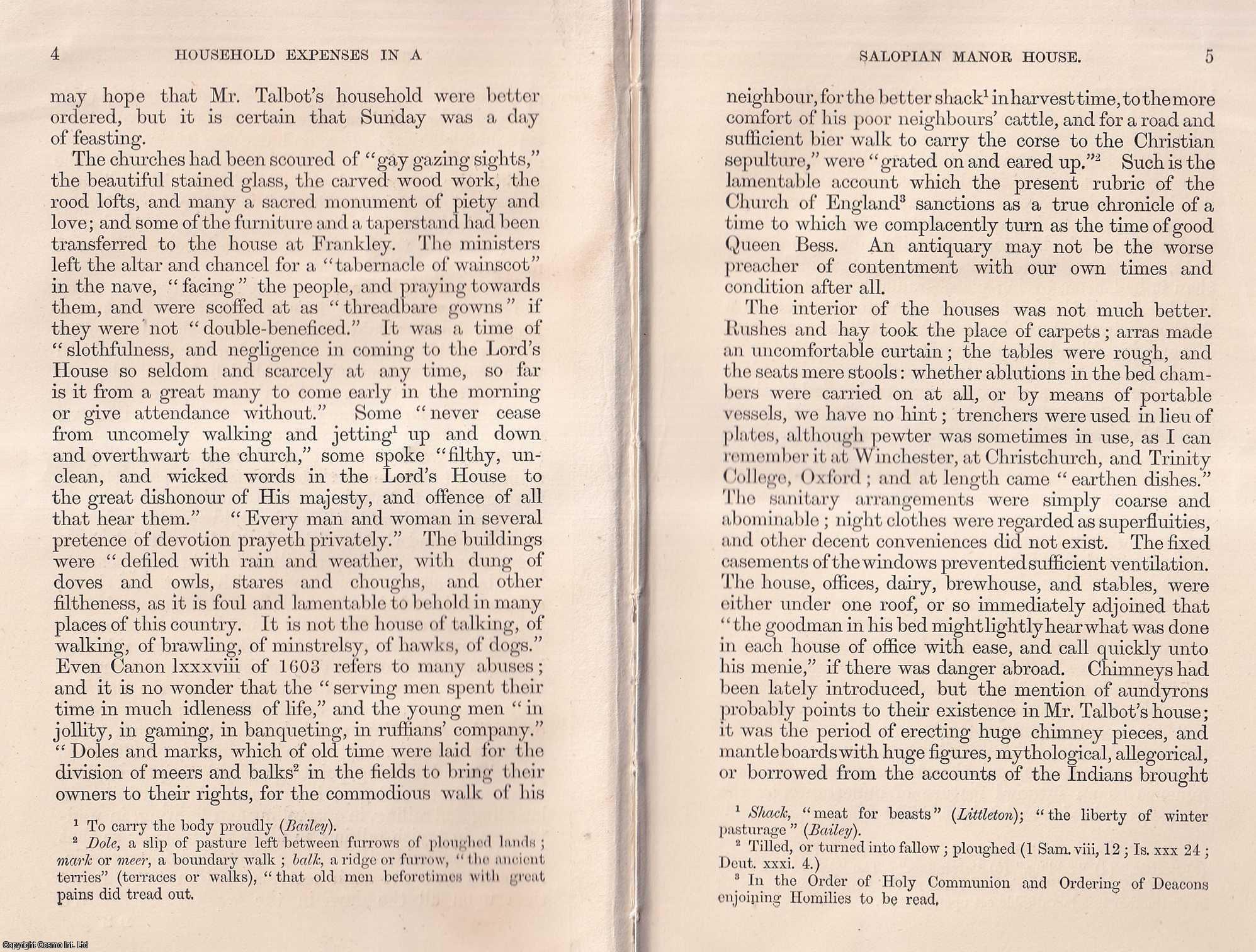 Household Expenses in a Salopian Manor House, in the Days of Queen Bess ...