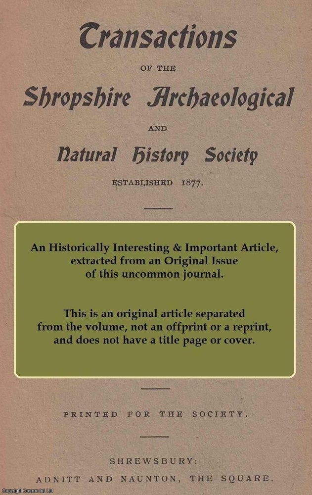 Item #307969 Churchwardens'Accounts of the Parish of Cardington, Shropshire. This is an original article from the Shropshire Archaeological & Natural History Society Journal, 1881. Stated.