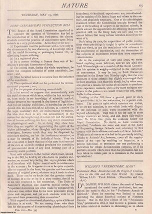 Item #316442 Lord Carnarvon's Vivisection Bill, p65 in Nature, Volume 14, Number 343. Nature. A...