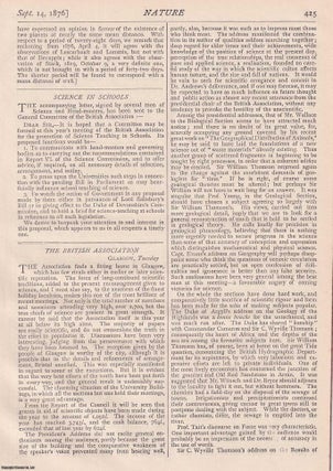 Item #316458 [Part 1] The British Association, Annual Meeting at Glasgow, pp425-441 in Nature,...