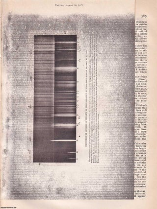 Discovery of Oxygen in the Sun by Photography, and a New Theory of the Solar Spectrum, by Prof. Henry Draper, M.D., pp364-367, with a plate, in Nature, Volume 16, Number 409. Nature. A Weekly Journal of Science. Thursday, August 30th, 1877.