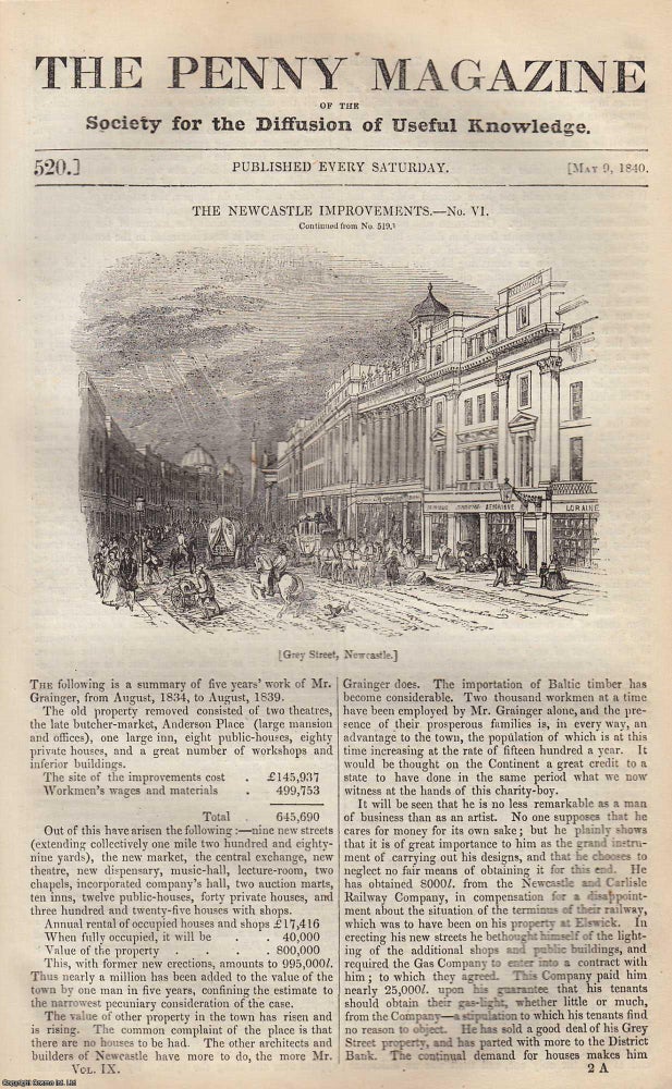 Item #319734 Discovery of The North-West Passage. The Newcastle Improvements (Part 6); External Stimulants (Part 2). Issue No. 520, May 9th, 1840. A complete original weekly issue of the Penny Magazine, 1840. Penny Magazine.