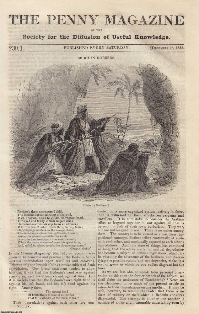 Item #319950 Bedouin Robbers; Municipal Corporations. Issue No. 239, December 26, 1835. A complete original weekly issue of the Penny Magazine, 1835. Penny Magazine.