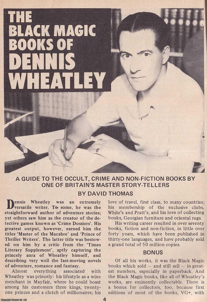 Item #324593 Dennis Wheatley : The Black Magic Books and Beyond. By David Thomas. This is an...