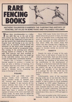 Item #324610 Rare Fencing Books : The History of Fencing. This is an original article separated...