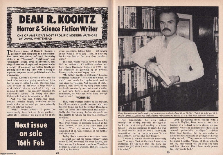 Item #324660 Dean R. Koontz : Horror and Science-Fiction Storyteller. By David Whitehead. This is...