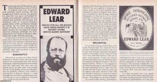 Item #324743 Edward Lear : His collectable books. This is an original article separated from an...