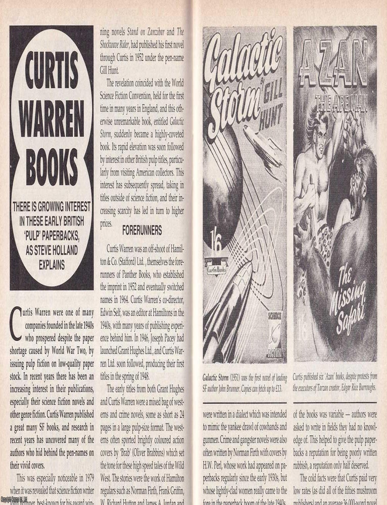 Item #324755 Curtis Warren Paperbacks : A Survey of the Pulp Imprint. By Steve Holland. This is...