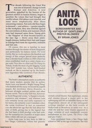 Item #324786 Anita Loos. Screenwriter and Author. This is an original article separated from an...
