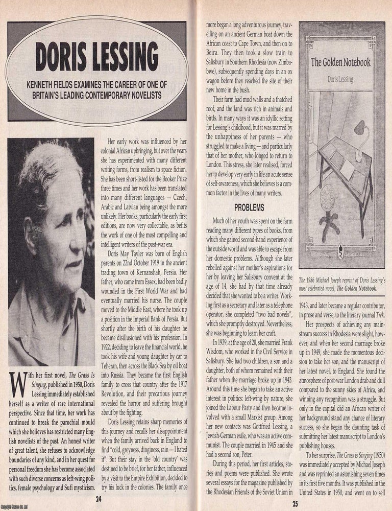 Doris Lessing : The Novelist, Poet and Storyteller. By Kenneth Fields ...