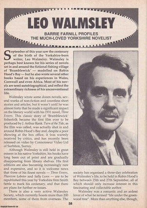 Item #324840 Leo Walmsley : Much Loved Yorkshire Novelist. This is an original article separated...