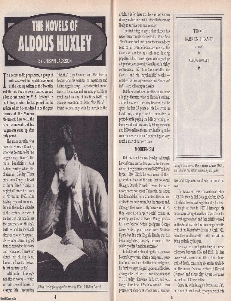 Item #324958 Aldous Huxley : The Novels of a Daring Visionary. By Crispin Jackson. This is an...