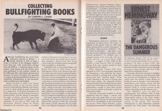 Item #324978 Collecting Bullfighting Books. This is an original article separated from an issue...