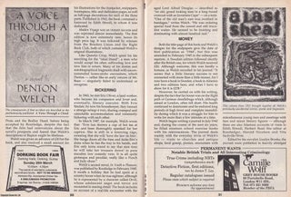 Item #325017 Denton Welch : Cult Novelist. This is an original article separated from an issue of...