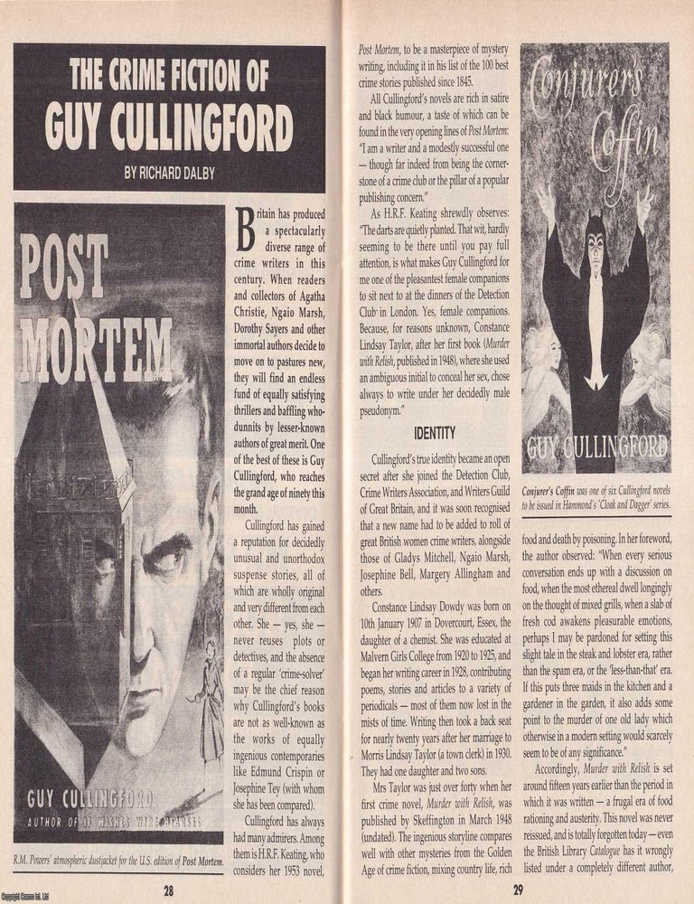 Item #325123 Guy Cullingford's Crime Tales : A Survey of an Overlooked Mystery Writer. By...