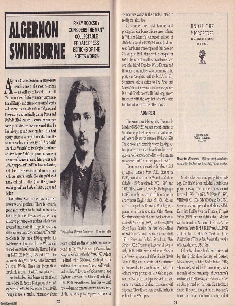 Swinburne at the Presses : Private-Press Editions of a Controversial ...