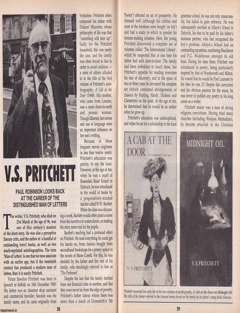Item #325150 V. S. Pritchett : A Retrospective on a Distinguished Man of Letters. By Paul...