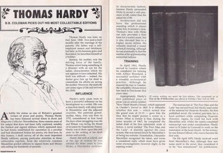 Item #325222 Thomas Hardy. Picking Out His Most Collectable Editions. This is an original article...