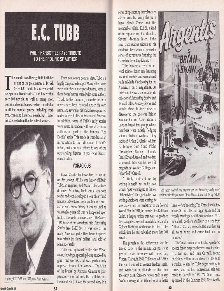 Item #325303 E. C. Tubb : A Prolific Voice in Science Fiction. By Philip Harbottle. This is an...