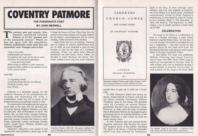 John Merrell Coventry Patmore Revisited : Poet, Critic and Victorian Voice. By John ...