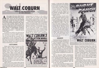Item #325427 Walt Coburn. King of The Western Pulps. This is an original article separated from...