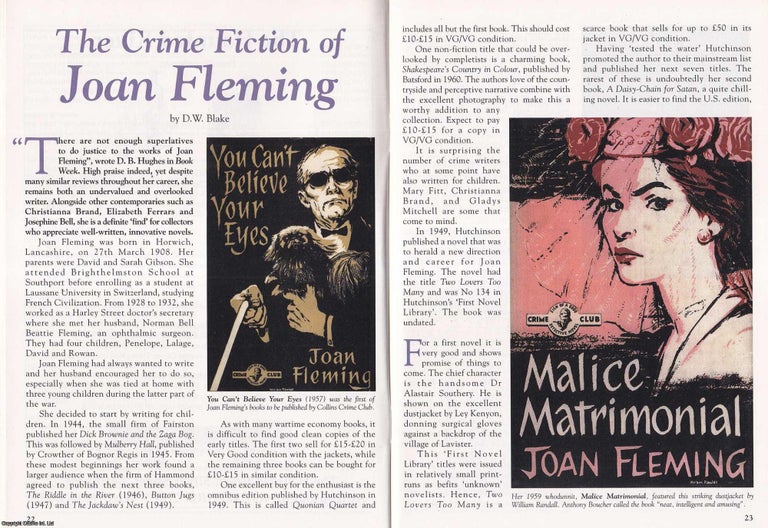 Item #325554 Joan Fleming : The Crime Fiction of a Quiet Innovator. By D.W. Blake. This is an...