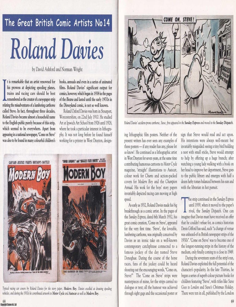 Item #325556 Roland Davies : A Classic Name in British Comic Art. By Norman Wright & David...