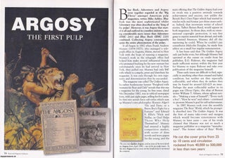 Item #325648 Argosy, The First Pulp. This is an original article separated from an issue of The...