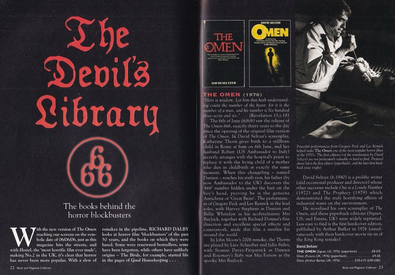 Item #325676 The Devil's Library 666. The Books Behind The Blockbusters. This is an original article separated from an issue of The Book & Magazine Collector publication, 2006. Book, Magazine Collector.