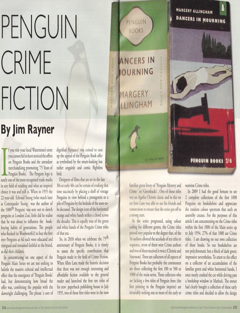 Item #325884 Penguin Crime : The Green-Spined Classics of Detection. By Jim Rayner. This is an...
