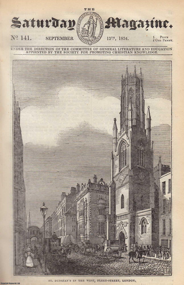 Item #330477 St. Dunstan's in The West, Fleet-Street, London; The Flesh-Fly. Issue No. 141. September, 1834. A complete rare weekly issue of the Saturday Magazine, 1834. Saturday Magazine.