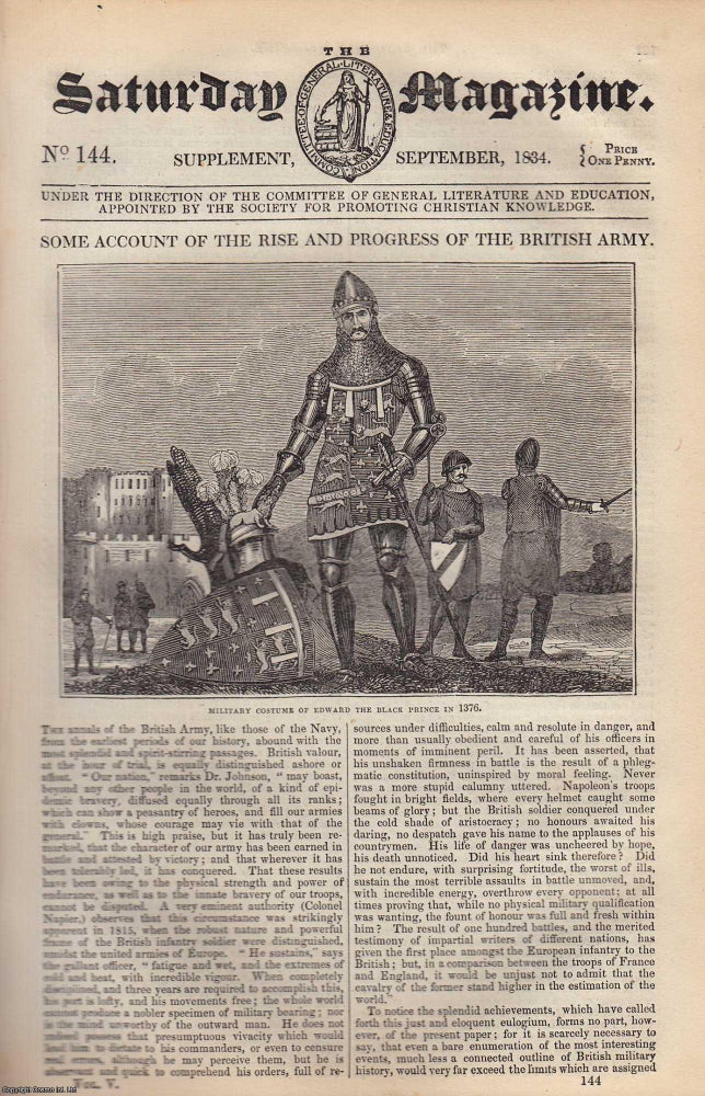 Item #330480 The Rise and Progress of The British Army. Issue No. 144. September, 1834. A complete rare weekly issue of the Saturday Magazine, 1834. Saturday Magazine.