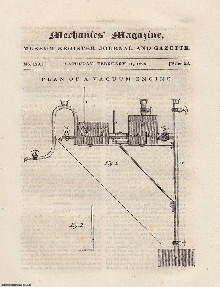 Plan of a Vacuum Engine; A Machine For Pressing Straw Bonnets ...