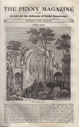 The Ruins of Netley Abbey, near Southampton; Wars with The. Penny Magazine.