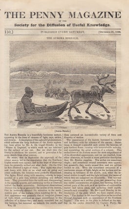 The Aurora Borealis in The Arctic Regions (Lapland) (Luminous Meteor); The Parrot (Macaw, Cockatoo, Parrakeet, etc); Mount Hecla (Iceland), etc. Issue No. 110, December 21st, 1833. A complete original weekly issue of the Penny Magazine, 1833.